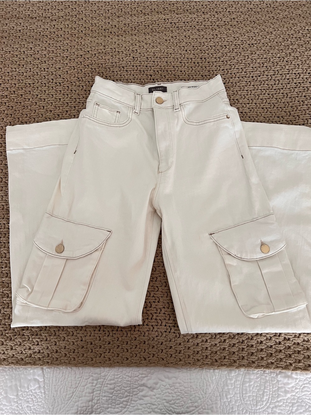 DL1961 Hepburn Wide Leg Jeans - Off-White